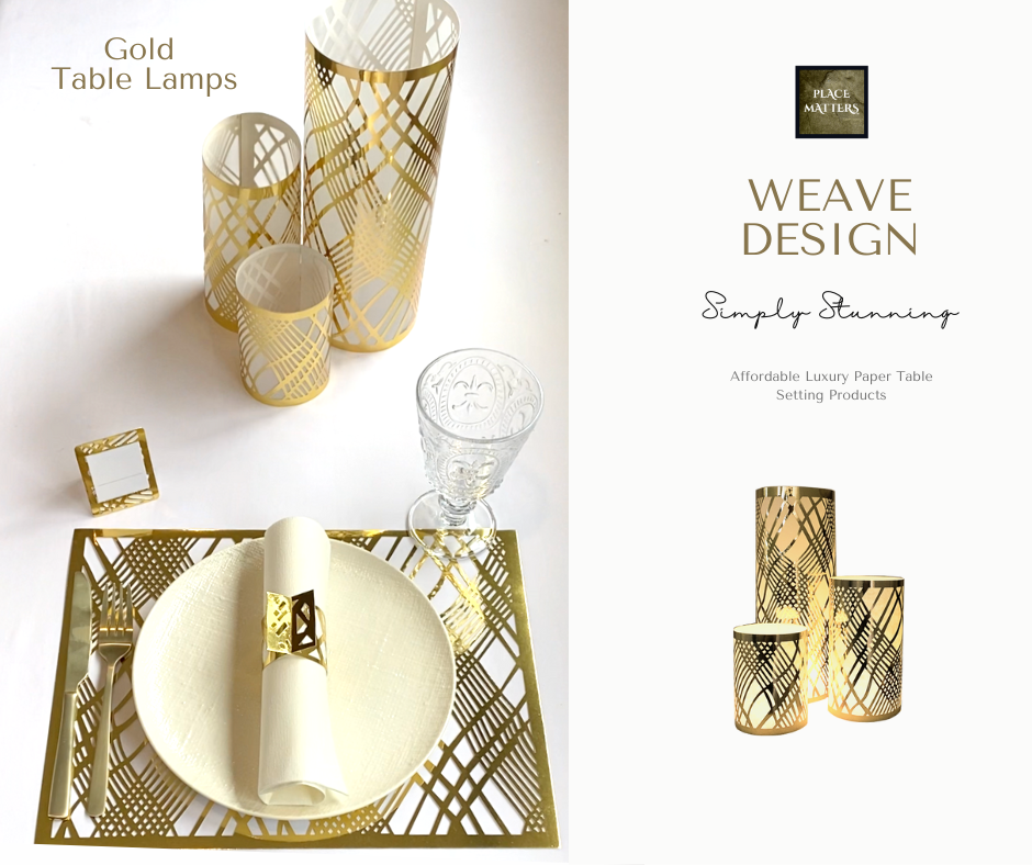 Gold Table Decorations (Weave Design)(Pack of 3) - Place Matters