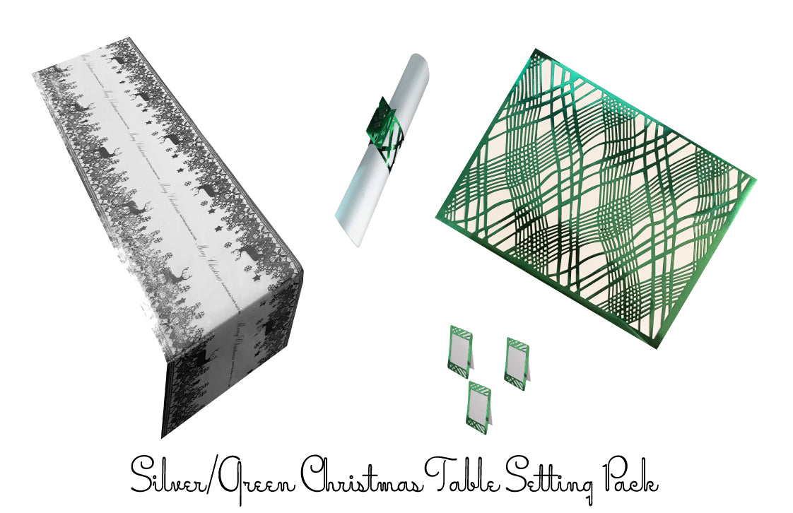 Silver/Green Christmas Table Setting Pack - Place Matters