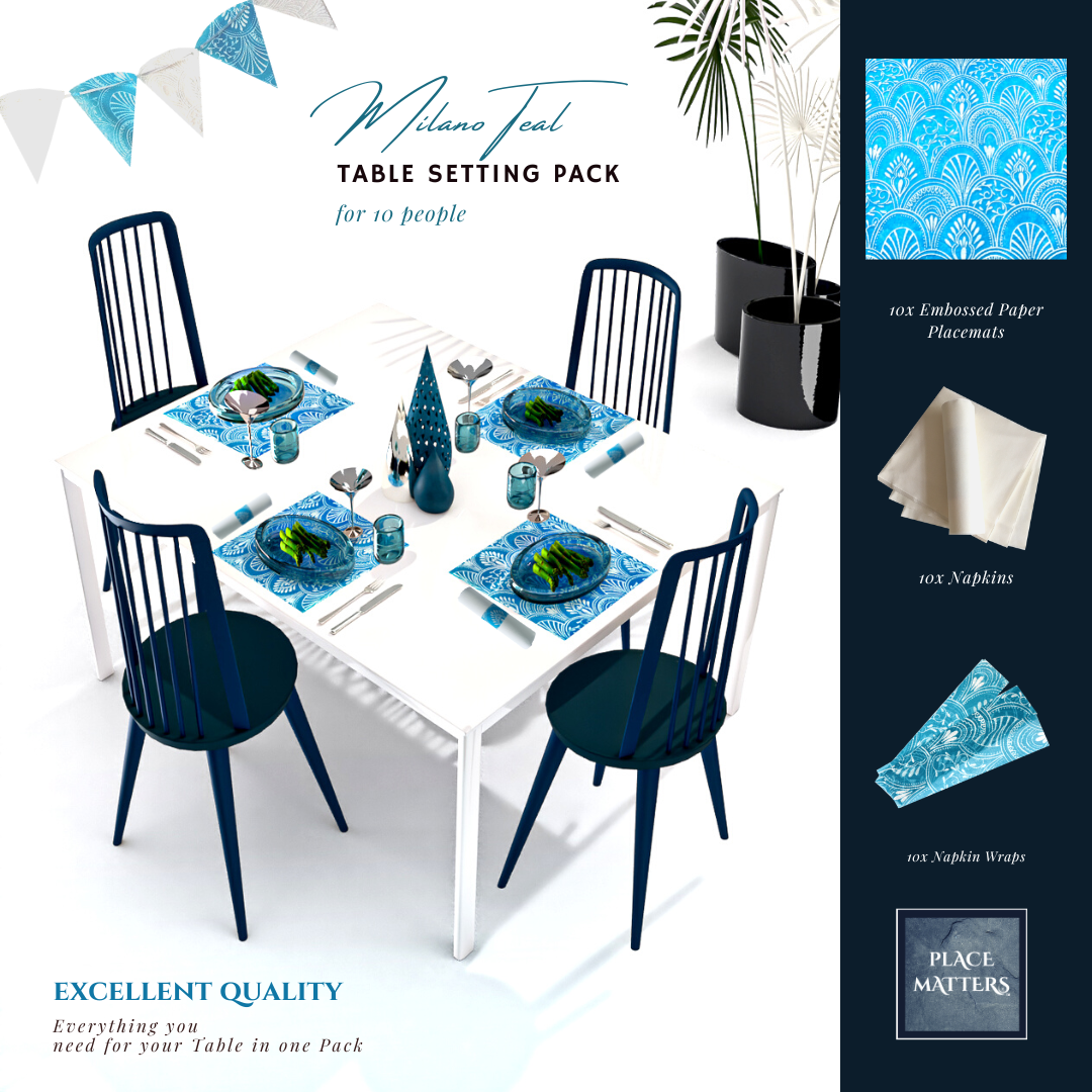 Black Table Setting Pack for 10 People (Milano Black Square) - Place Matters