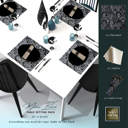 Blue Table Setting Pack for 10 People (Milano Teal Square) - Place Matters
