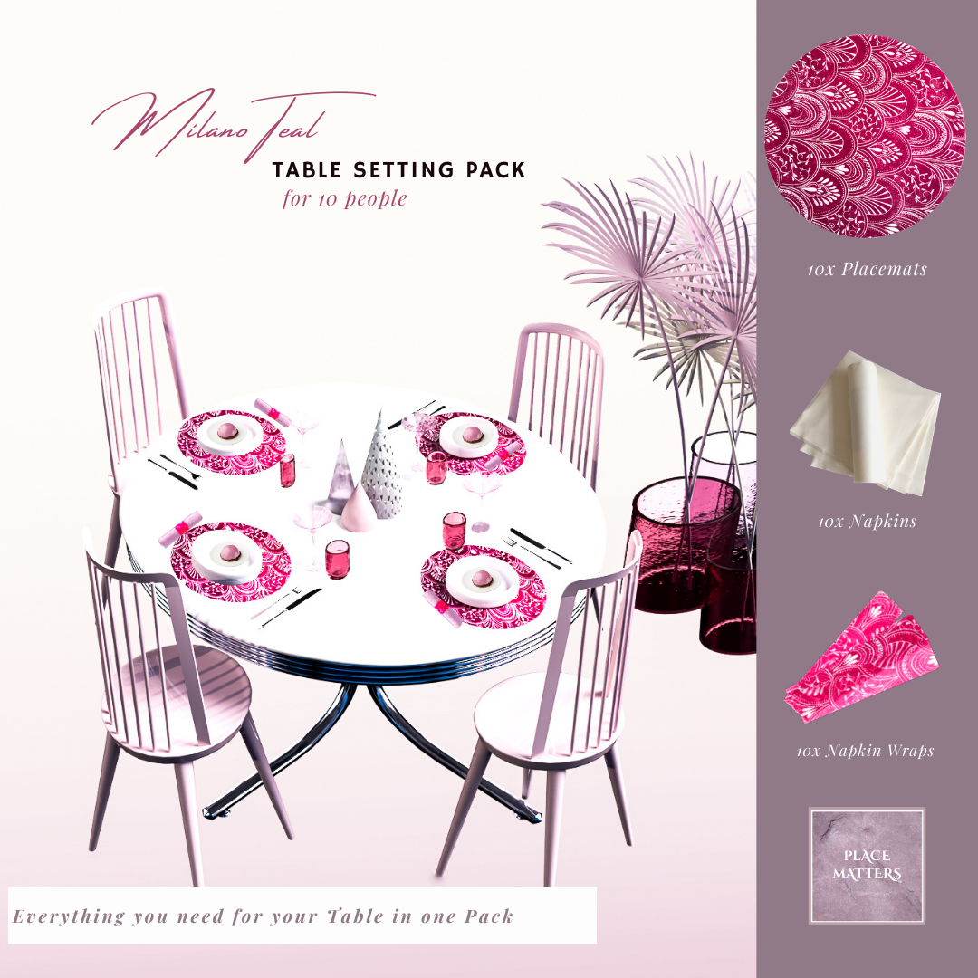 Pink Table Setting Pack for 10 People (Milano Pink Round) - Place Matters