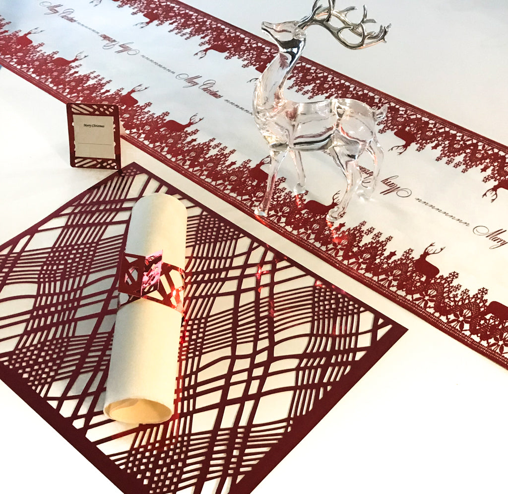 Christmas Table Runners (Red Reindeer Design) - Place Matters