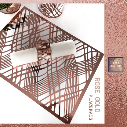 Rose Gold Placemats (Weave) Pack of 20 (Rectangle) - Place Matters