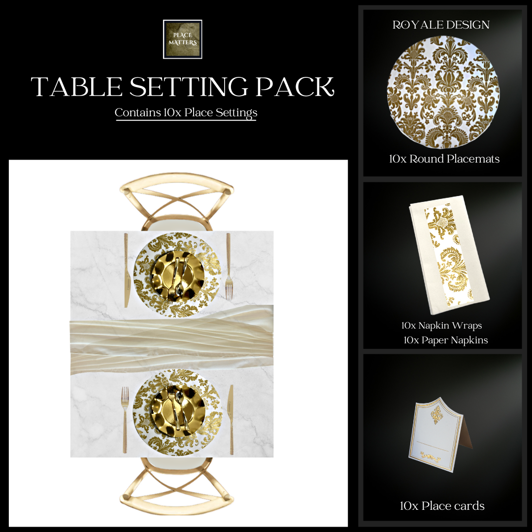 Black Table Setting Pack for 10 People (Royale Black Round) - Place Matters