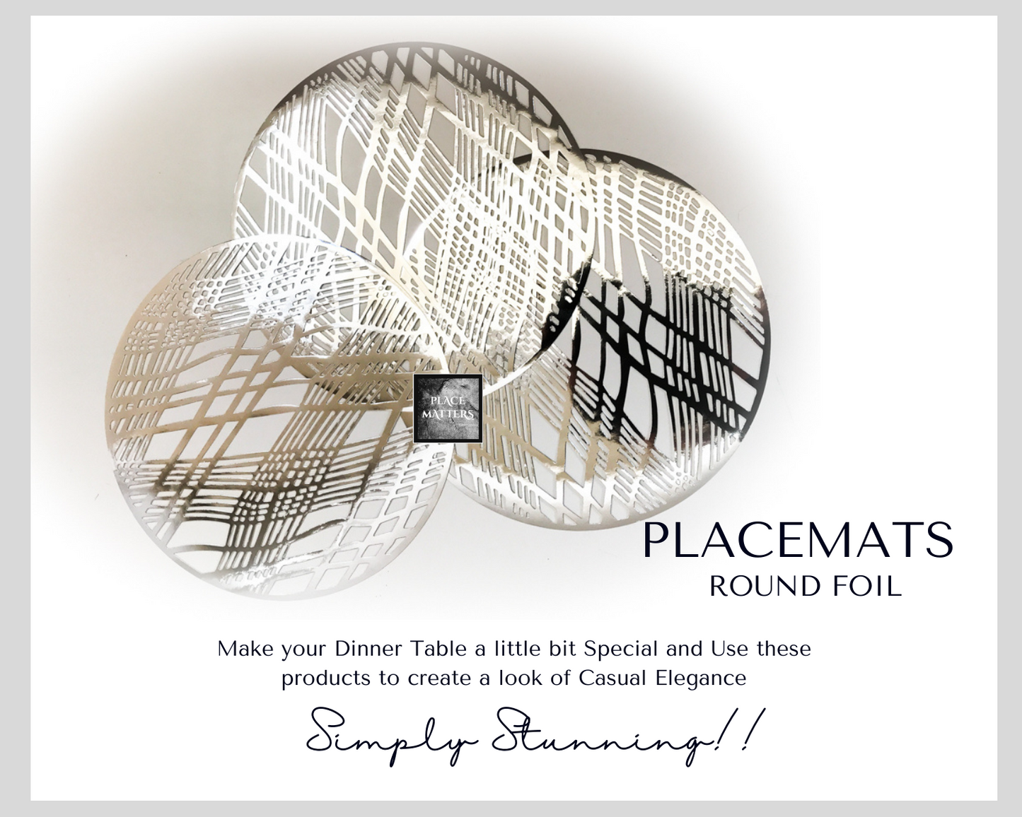 Silver Placemats (Weave) Pack of 20 (Round) - Place Matters