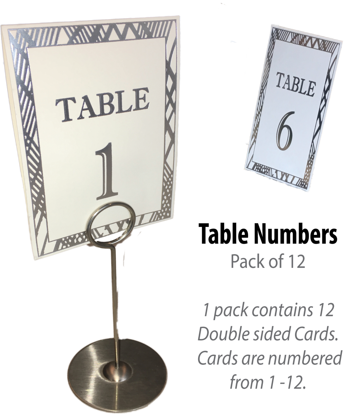 Silver Table Numbers (Pack of 12) (Weave) - Place Matters