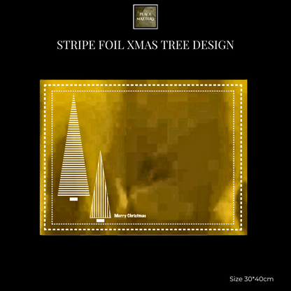 Gold Christmas Placemats Pack of 20 (Stripe Xmas Tree) - Place Matters