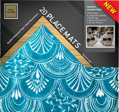 Teal Placemats (Milano) Pack of 20 (Square) - Place Matters
