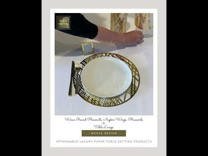 Gold Wedding Placemats.Bulk Pack.Round Shape.(Weave Design)
